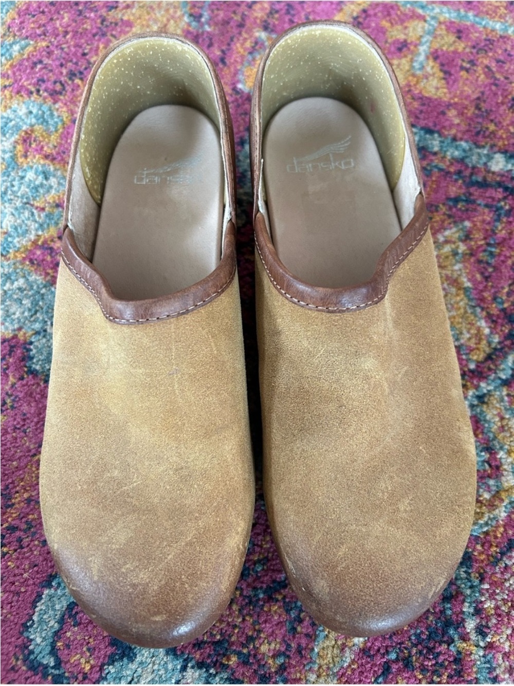 Dansko | Women’s Tan Burnished Suede Leather Brenna Classic Clogs Size 9 - Picture 8 of 16